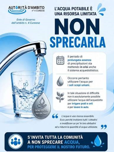 Uso razionale della risorsa idrica disponibile da pubblico acquedotto per la prevenzione di situazioni di criticità nell'erogazione del Servizio Idropotabile